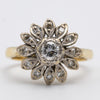 Vintage 18K Yellow Gold And Platinum Diamond Flower Ring
