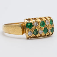 Emerald And Diamond 18K Yellow Gold Ring