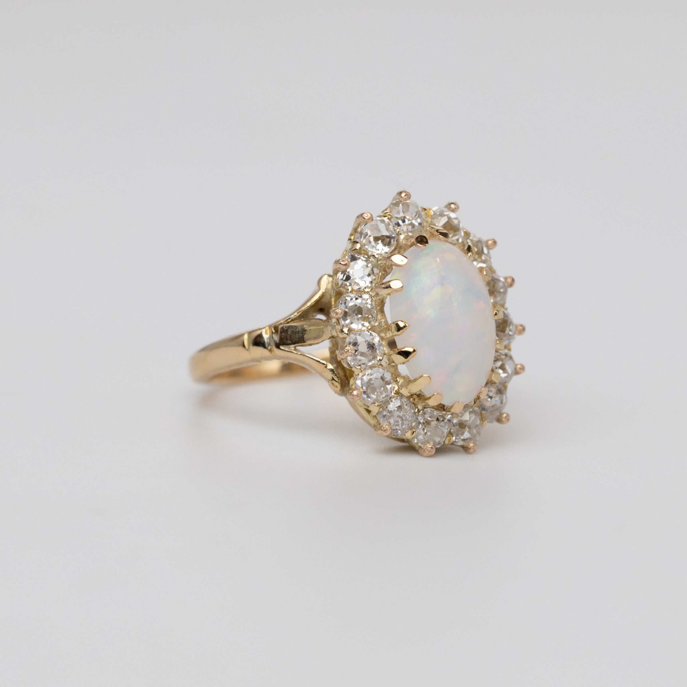 Opal And Old-Cut Diamond Ring