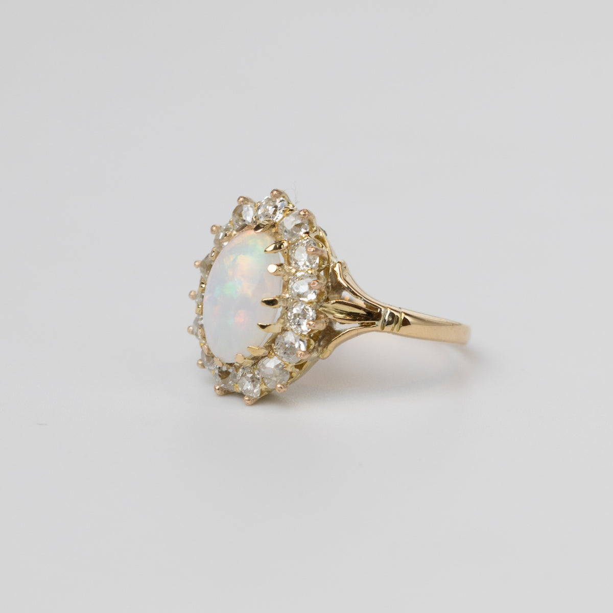 Opal And Old-Cut Diamond Ring