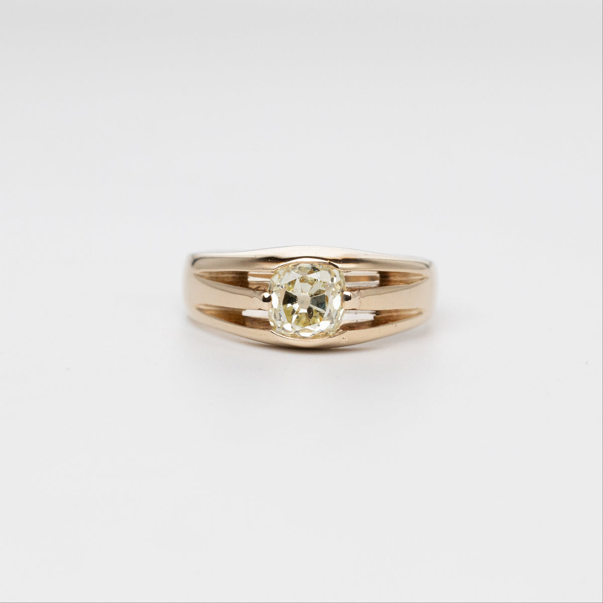 Antique 1 Carat Mine-Cut Diamond Signet Ring