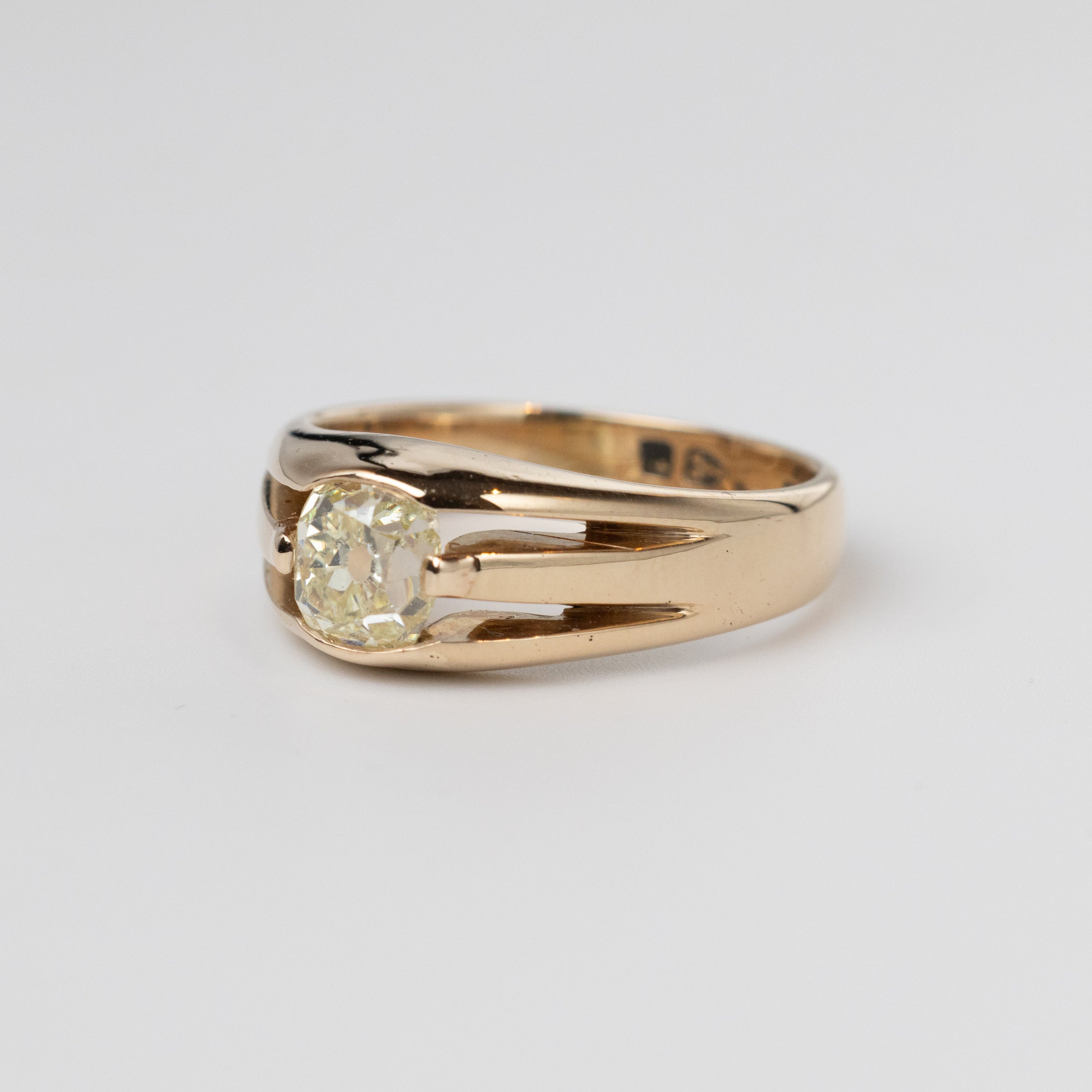 Antique 1 Carat Mine-Cut Diamond Signet Ring