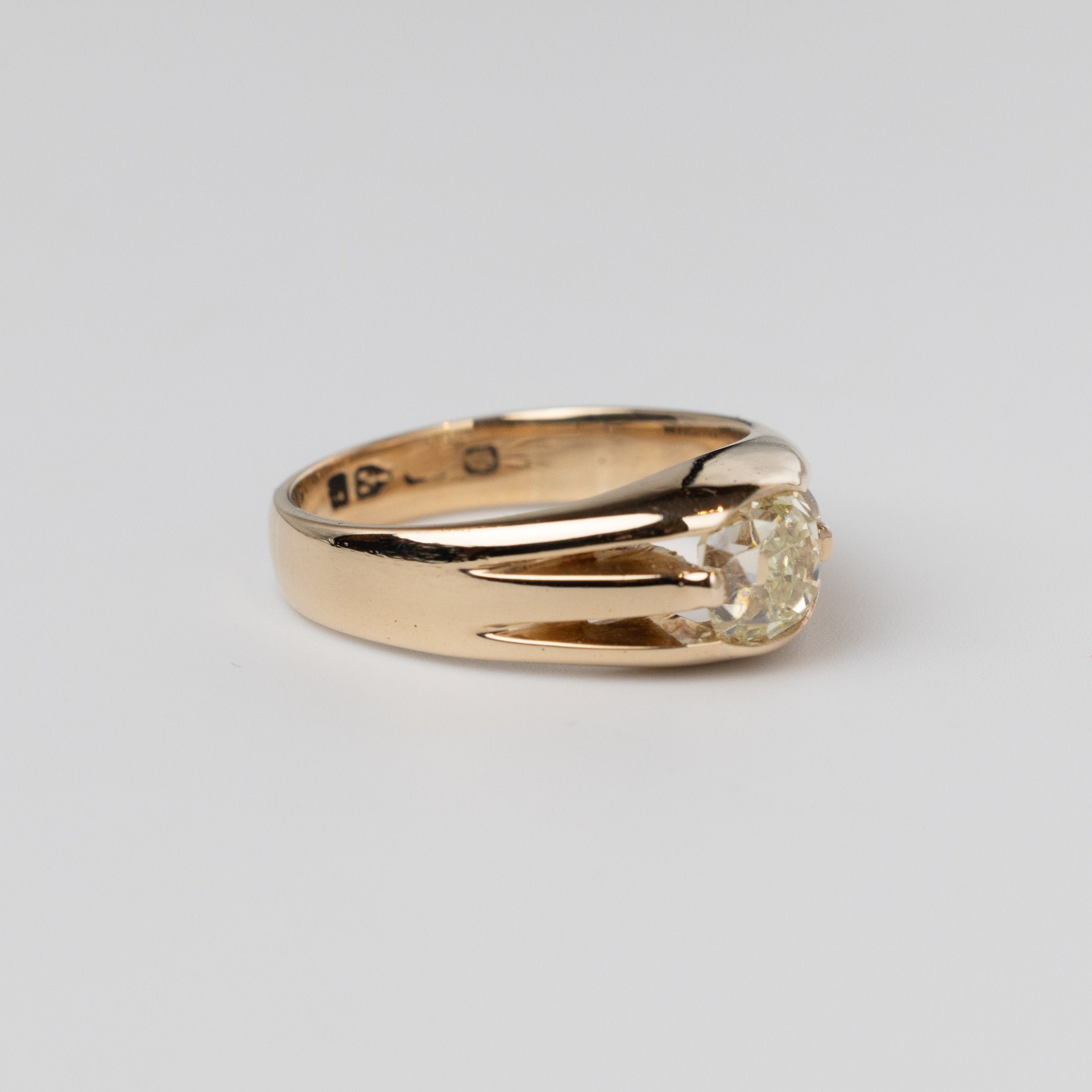 Antique 1 Carat Mine-Cut Diamond Signet Ring