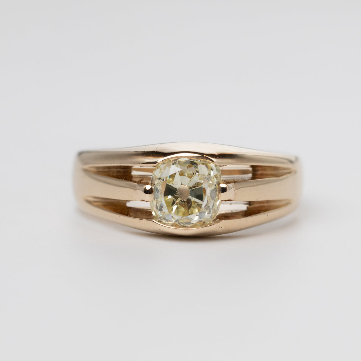 Antique 1 Carat Mine-Cut Diamond Signet Ring