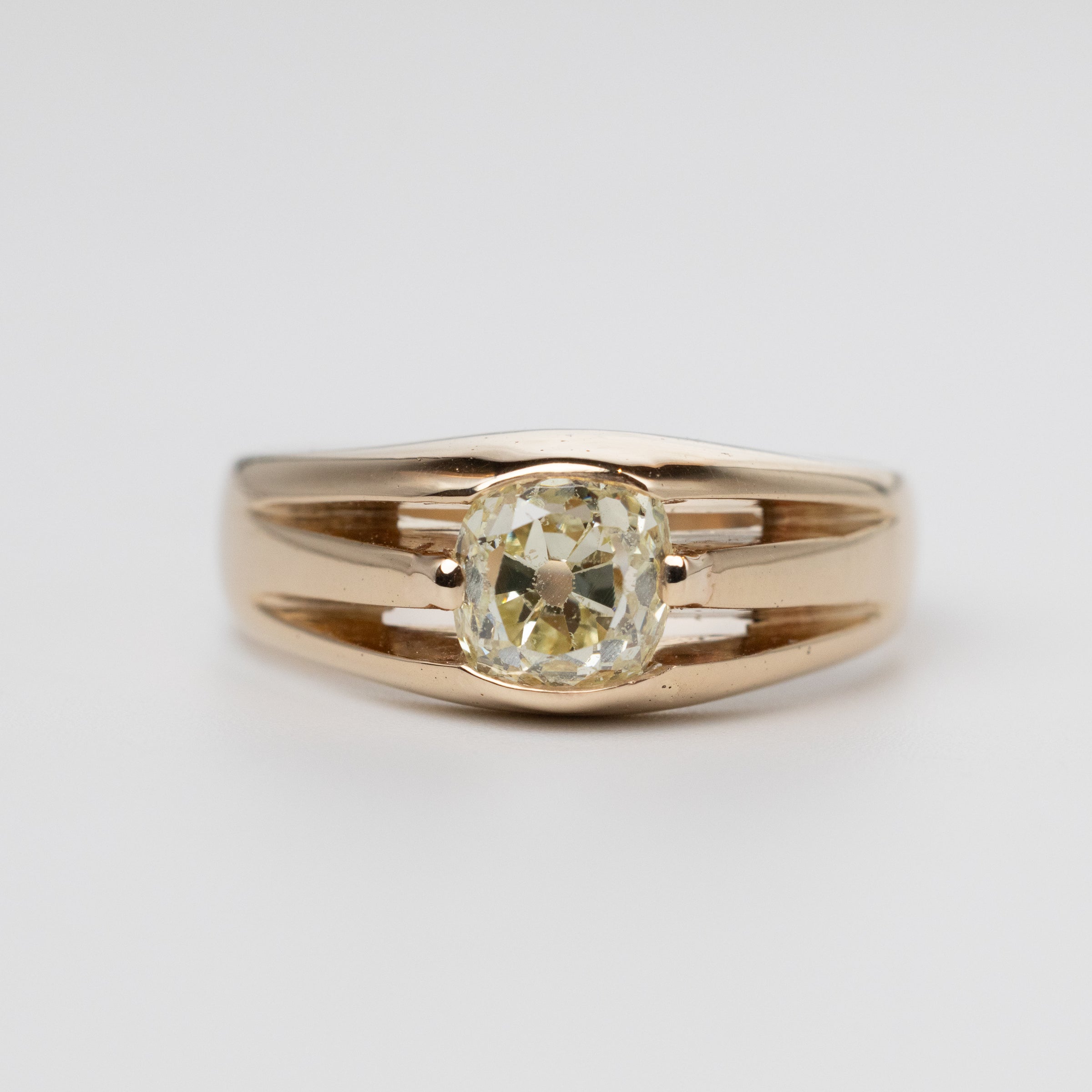 Antique 1 Carat Mine-Cut Diamond Signet Ring