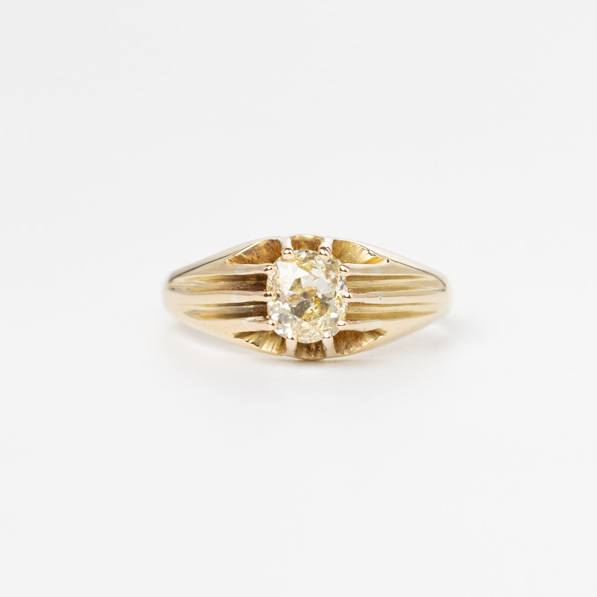 0.70 Carat Mine-Cut Diamond Signet Ring