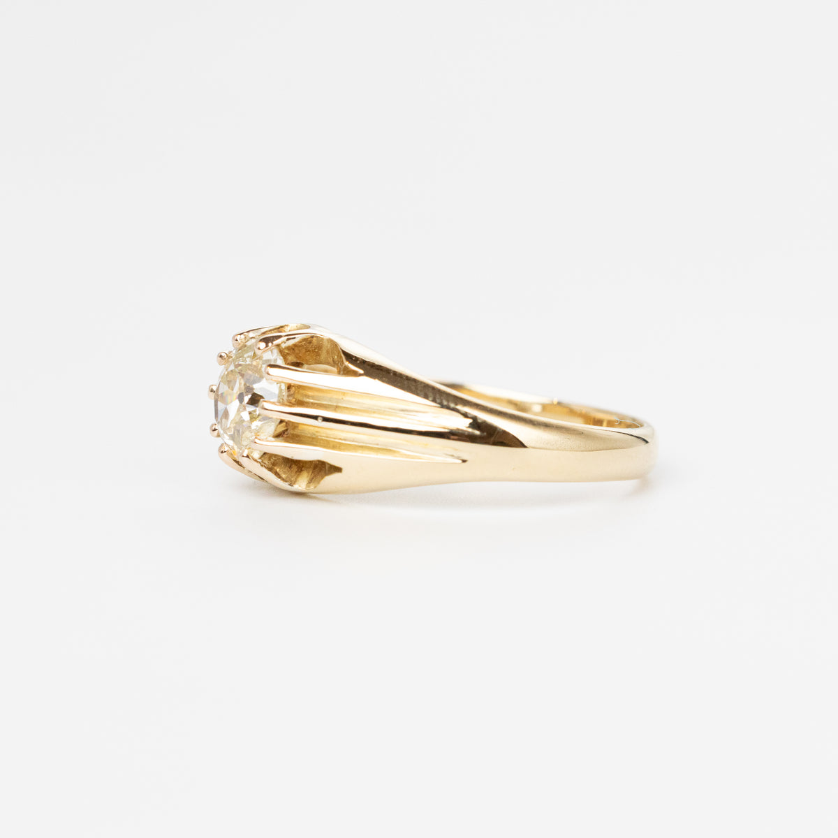 0.70 Carat Mine-Cut Diamond Signet Ring