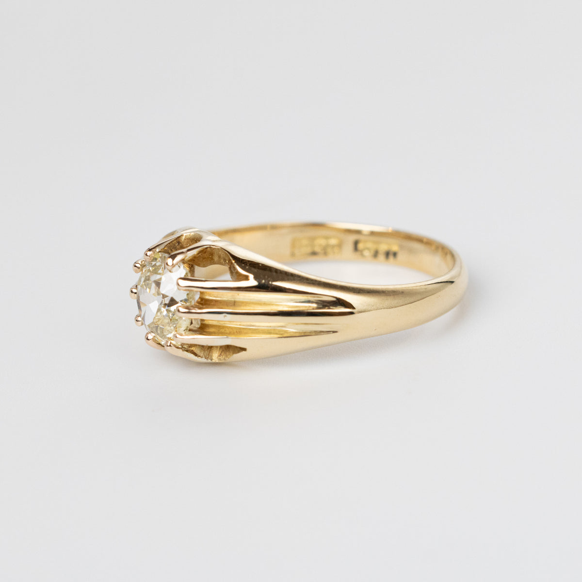 0.70 Carat Mine-Cut Diamond Signet Ring