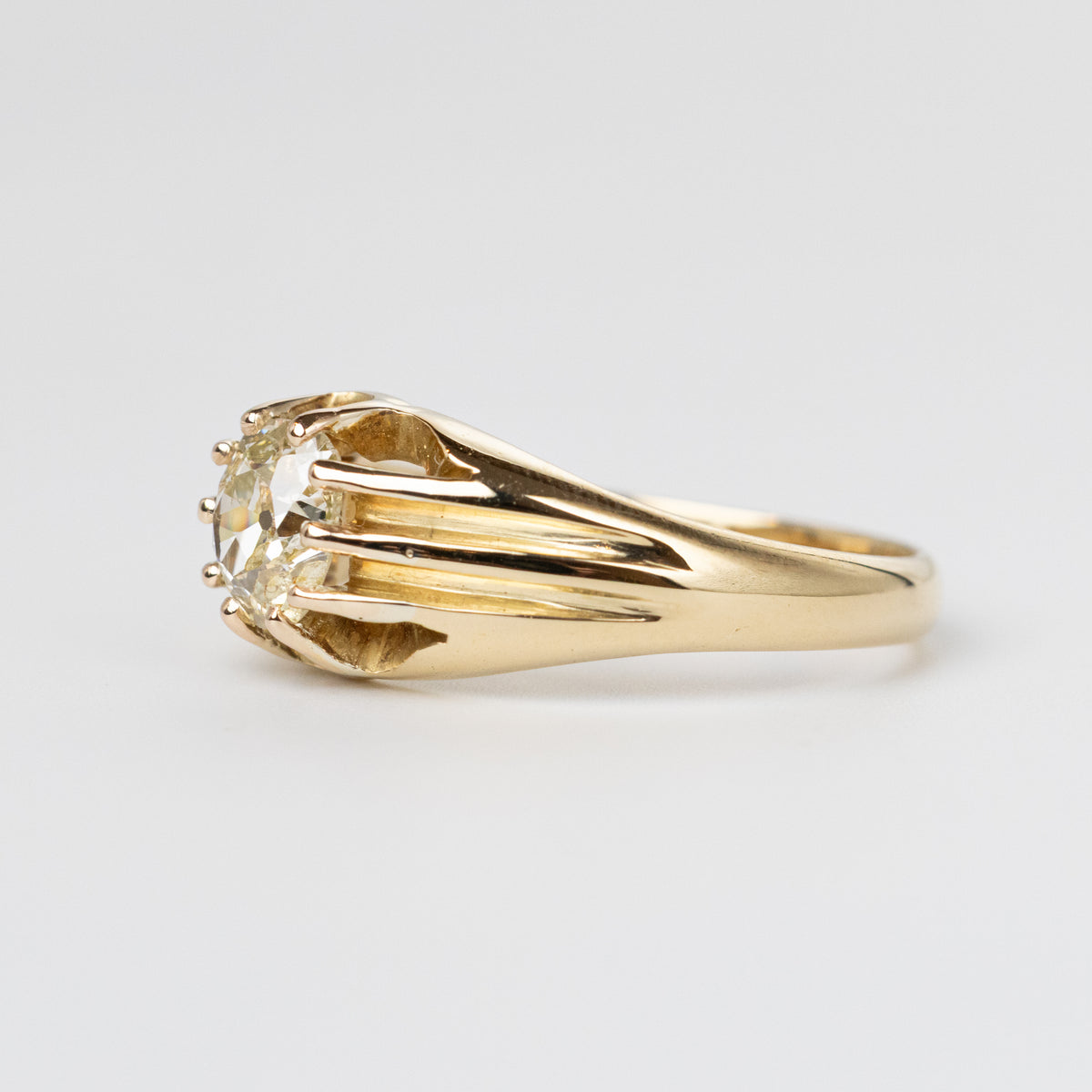 0.70 Carat Mine-Cut Diamond Signet Ring