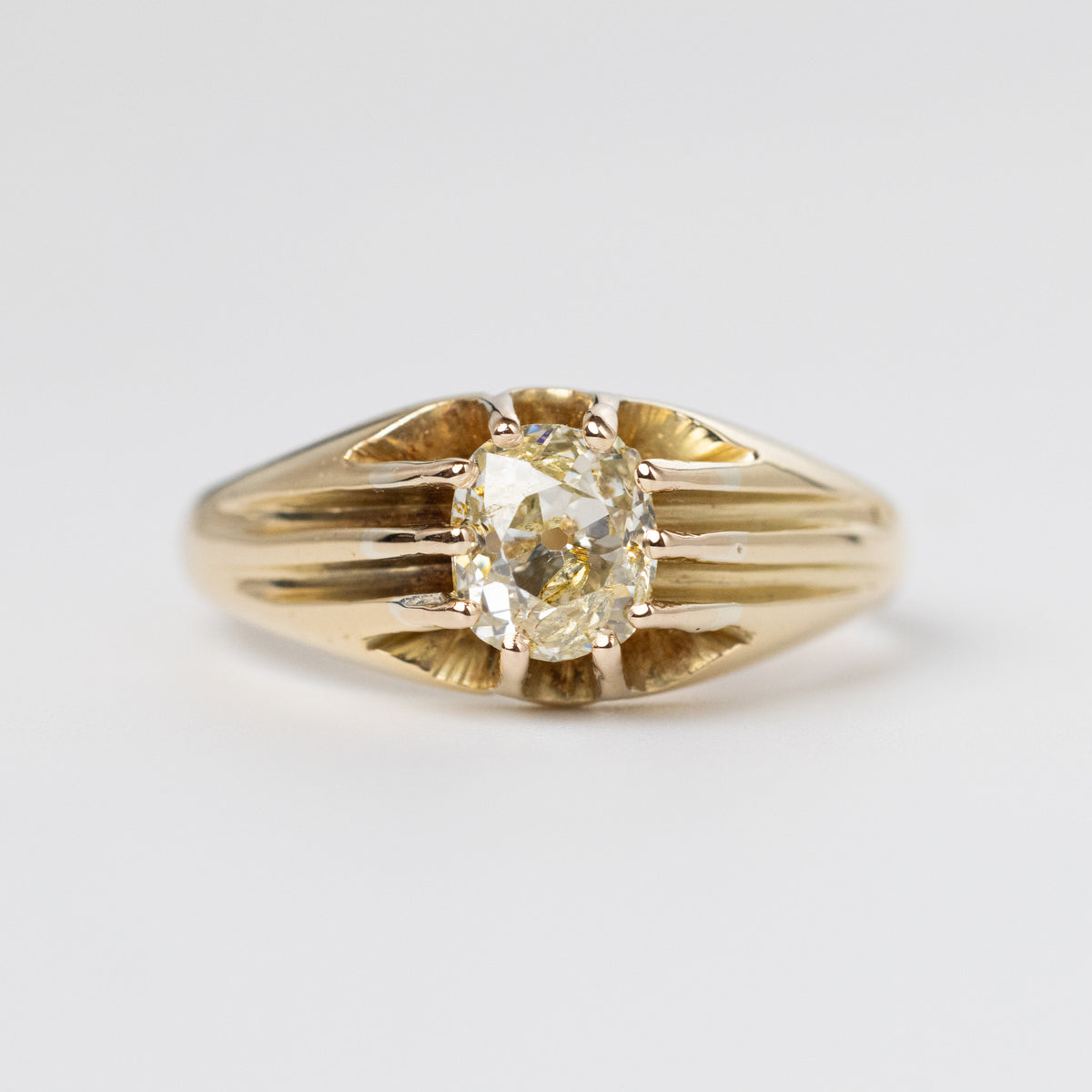 0.70 Carat Mine-Cut Diamond Signet Ring