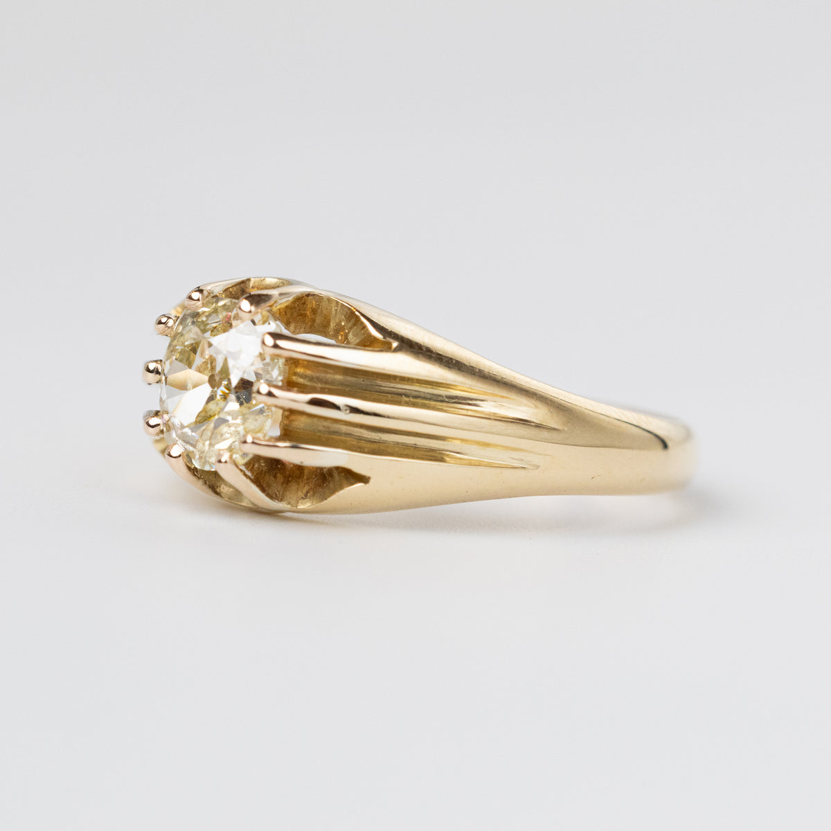 0.70 Carat Mine-Cut Diamond Signet Ring