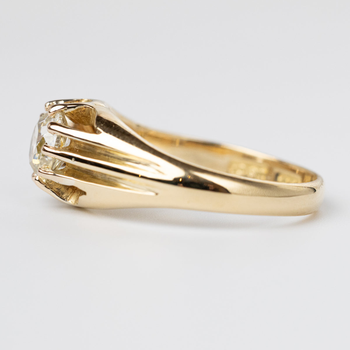 0.70 Carat Mine-Cut Diamond Signet Ring