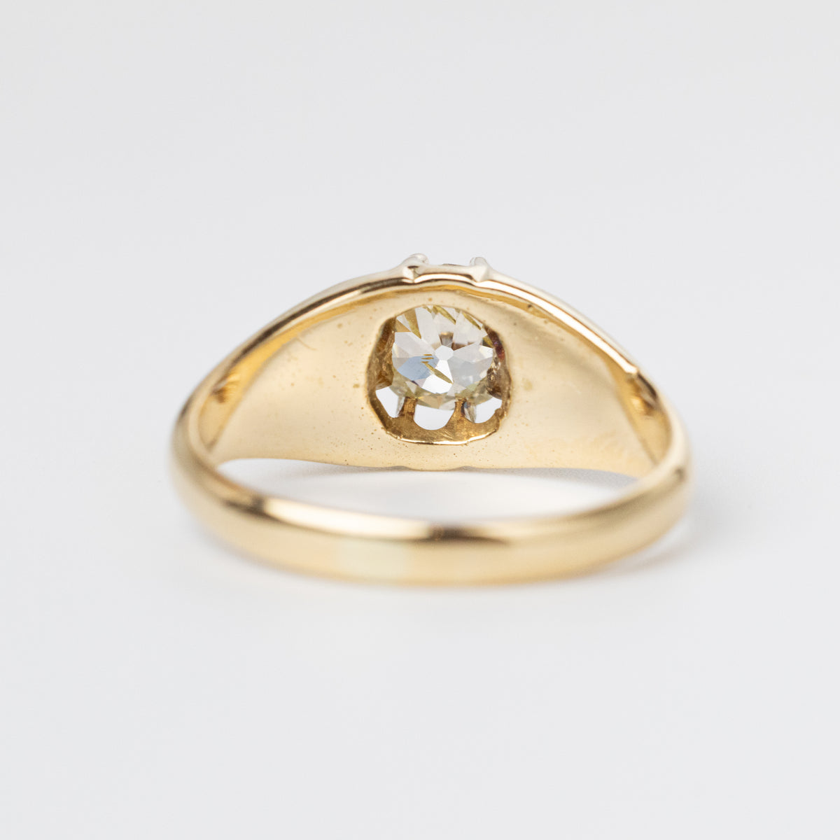 0.70 Carat Mine-Cut Diamond Signet Ring