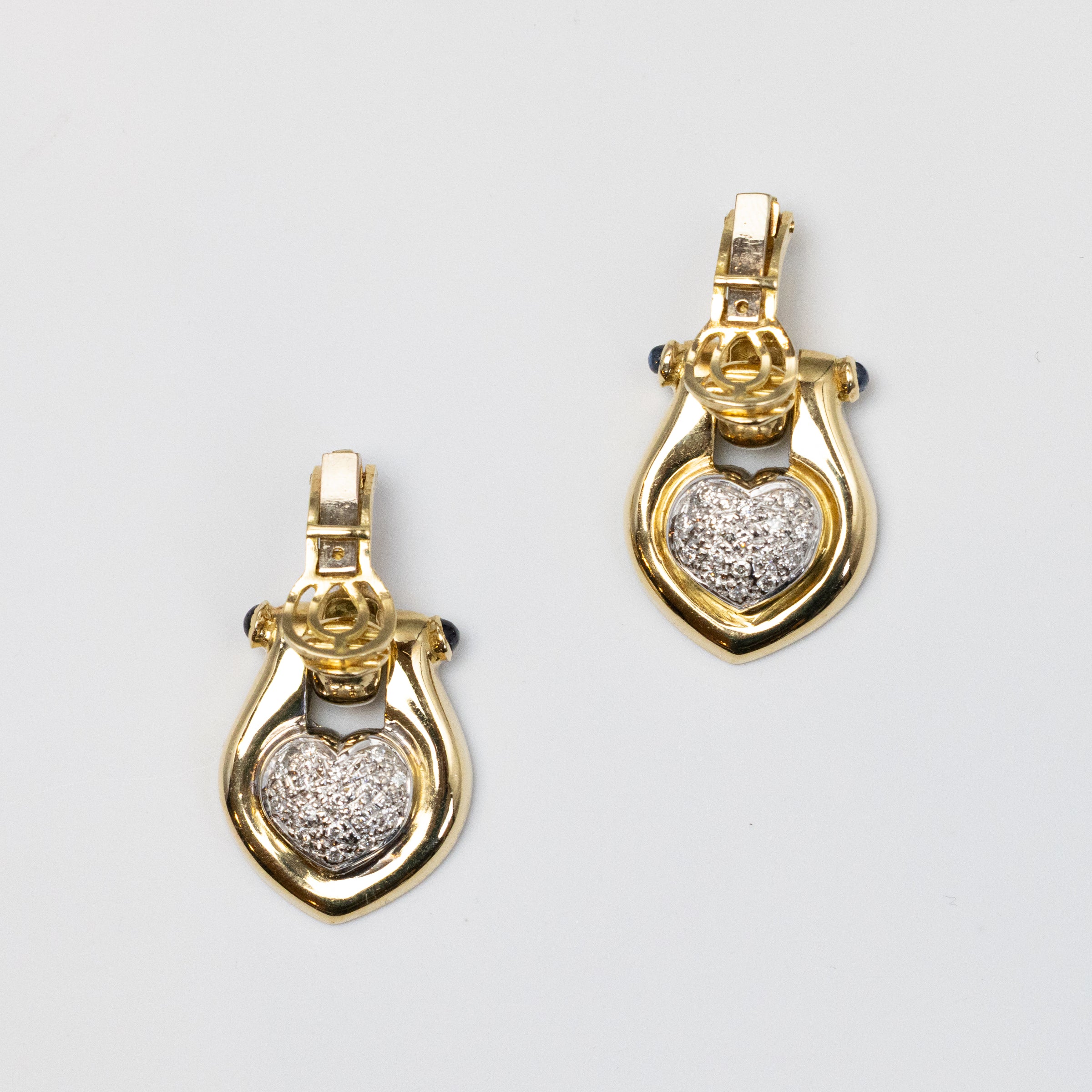 Large Clip-On Diamond Heart Shape Earrings