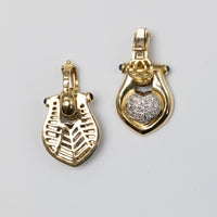 Large Clip-On Diamond Heart Shape Earrings