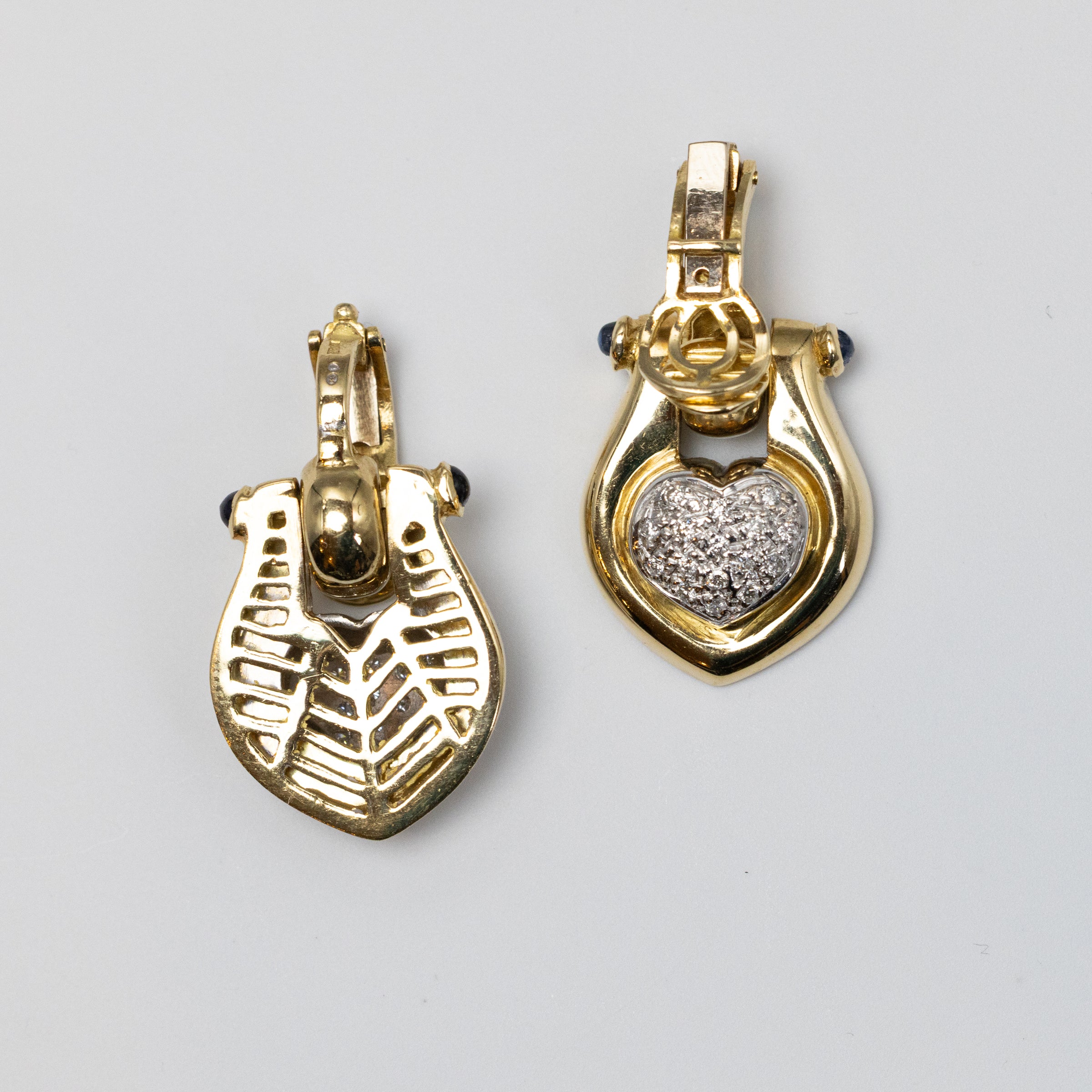 Large Clip-On Diamond Heart Shape Earrings
