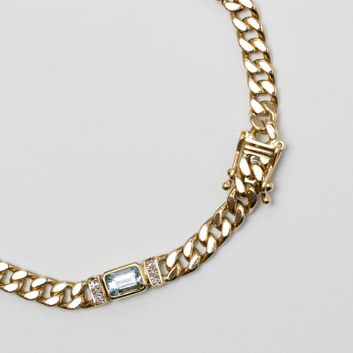 14K Diamond And Aquamarine Bracelet