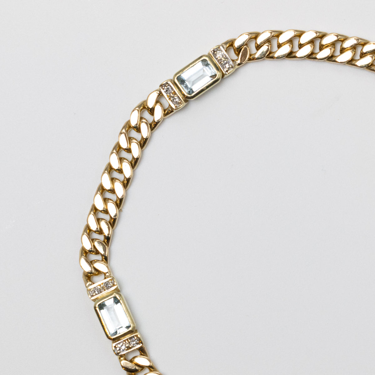 14K Diamond And Aquamarine Bracelet