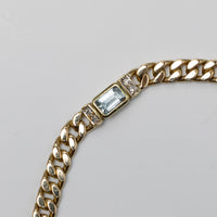 14K Diamond And Aquamarine Bracelet