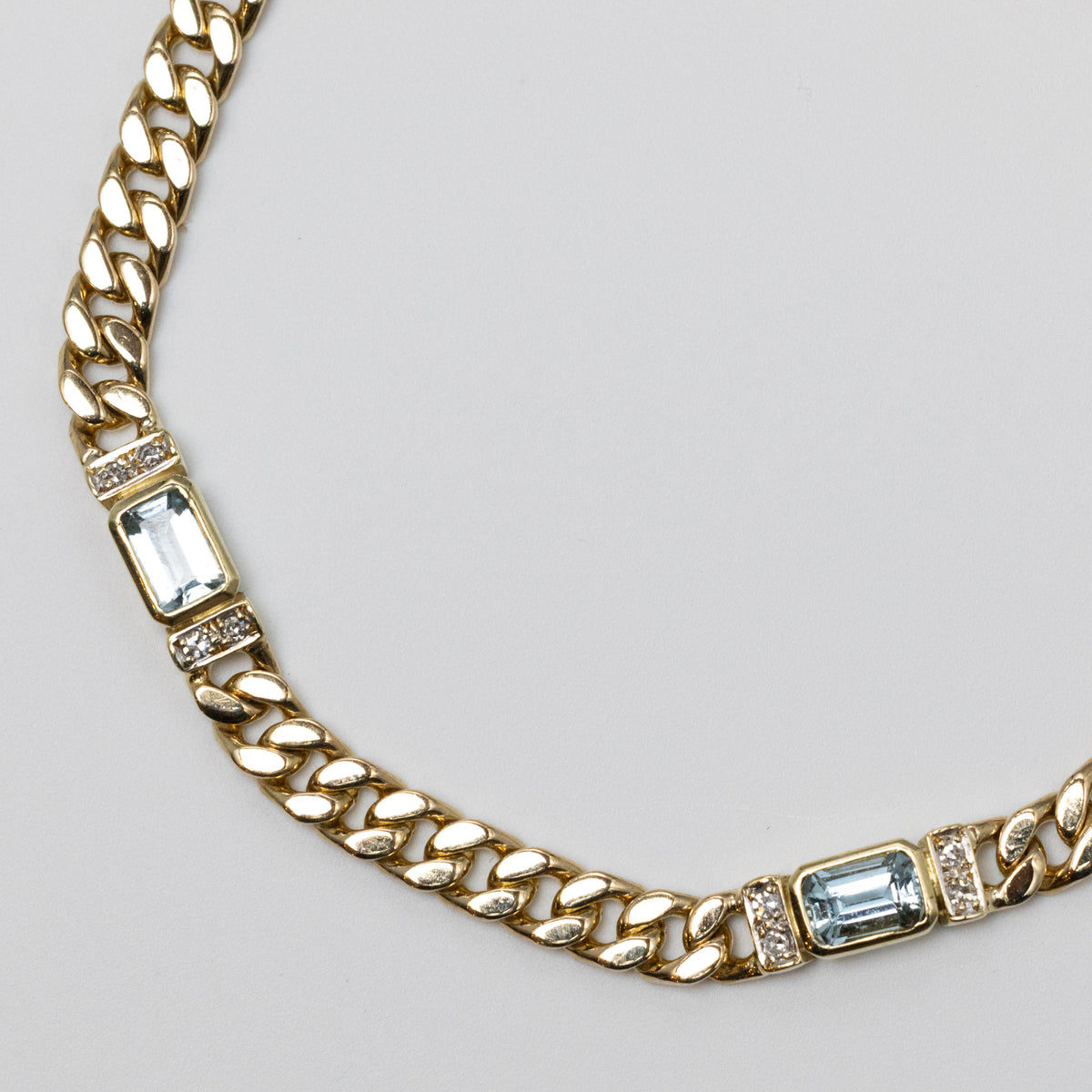 14K Diamond And Aquamarine Bracelet