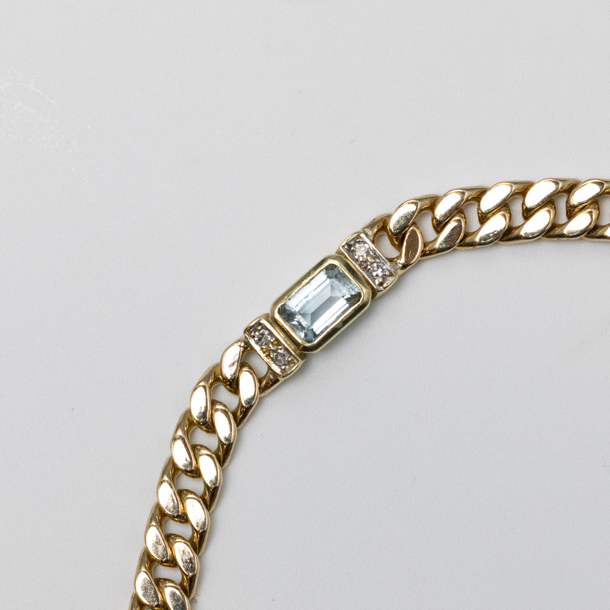 14K Diamond And Aquamarine Bracelet