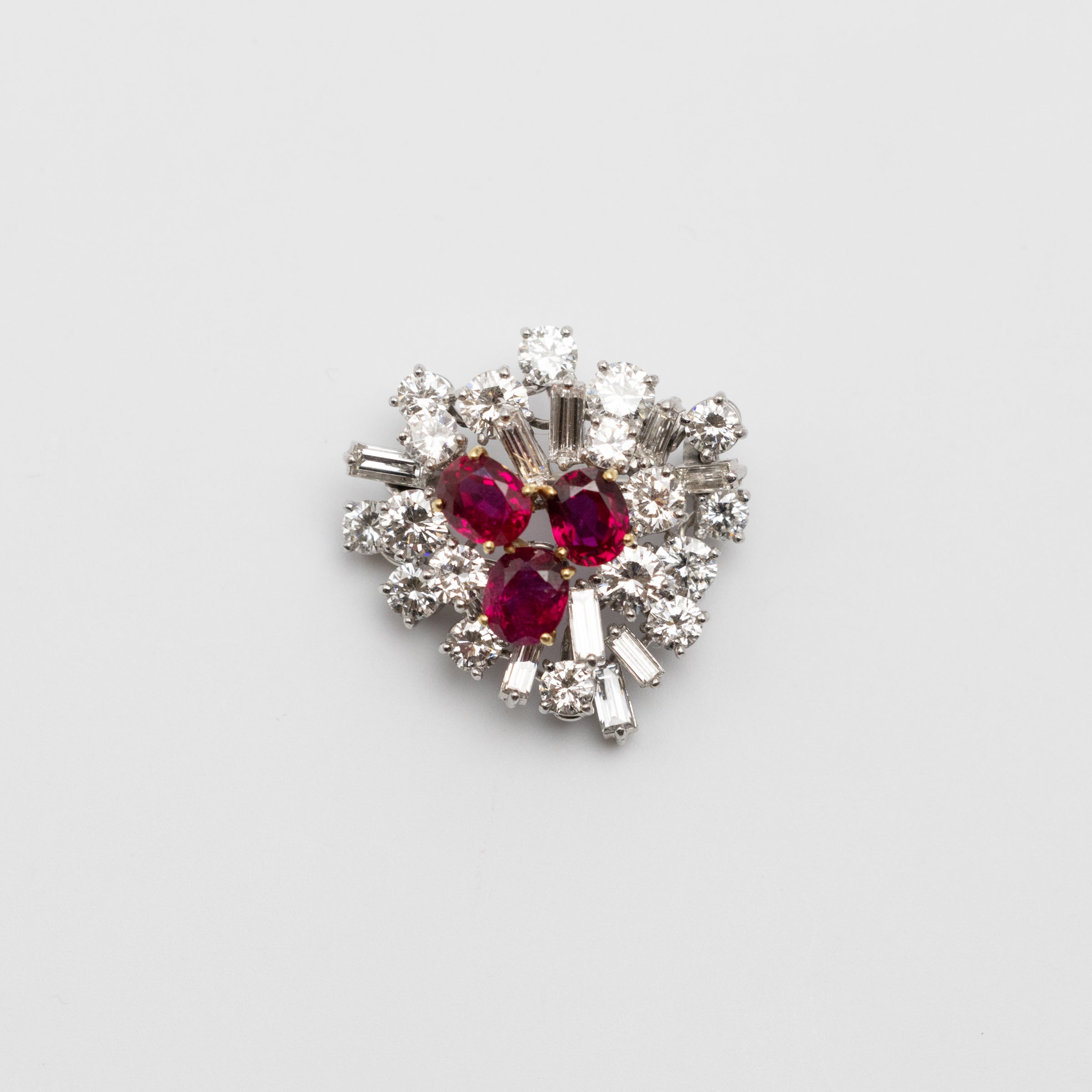 Platinum 3.60ct Ruby And Diamond Brooch