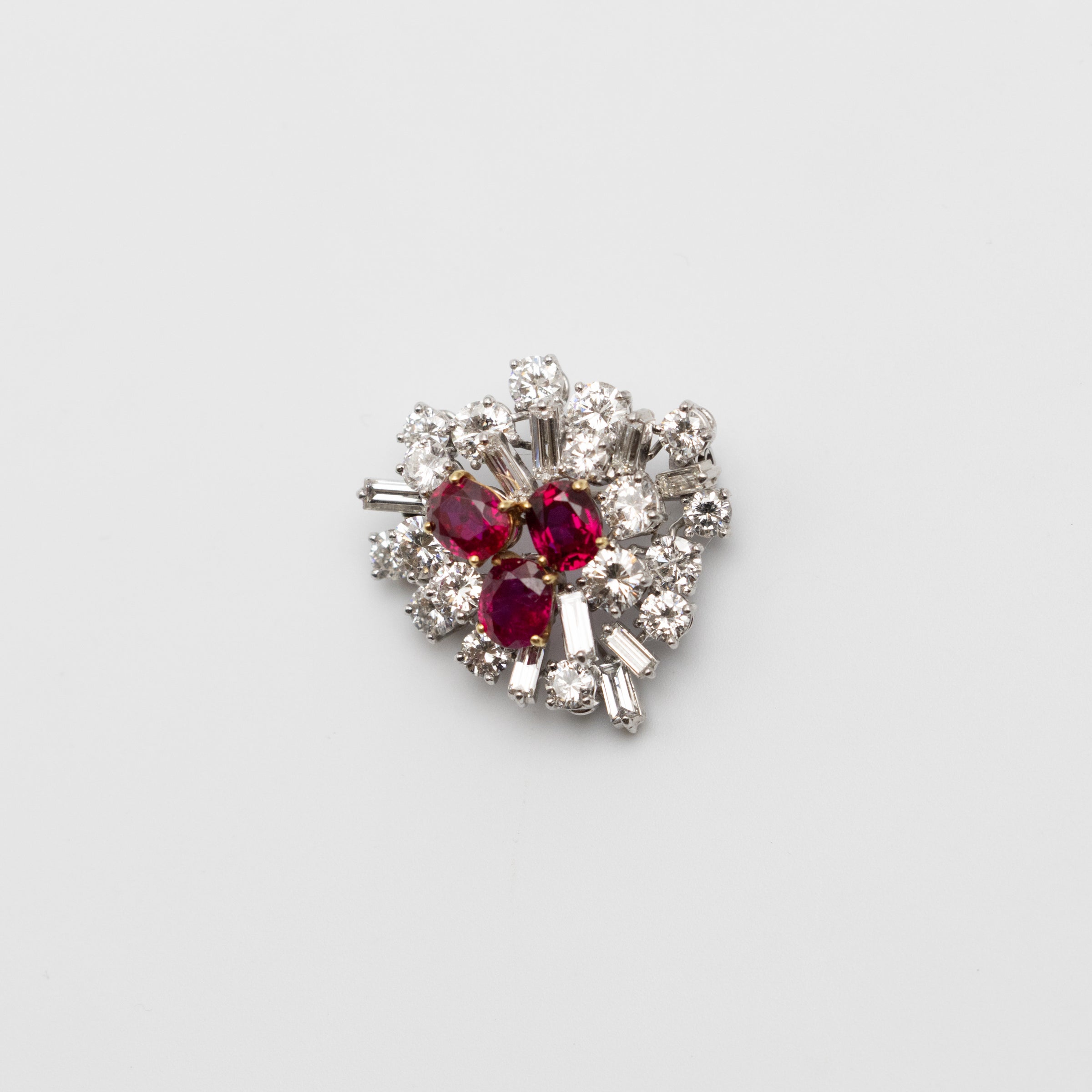 Platinum 3.60ct Ruby And Diamond Brooch