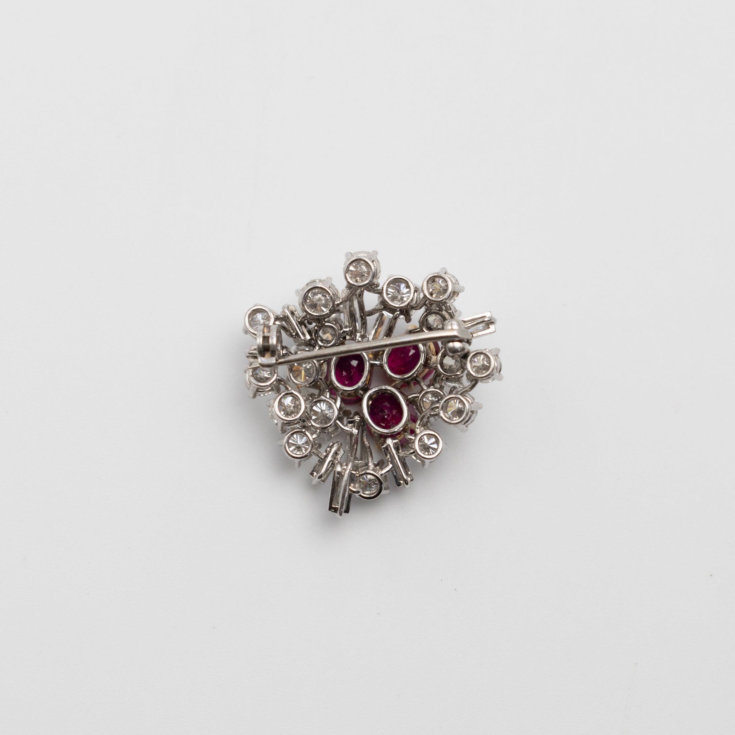 Platinum 3.60ct Ruby And Diamond Brooch
