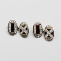 Antique Platinum Onyx And Diamond Cufflinks