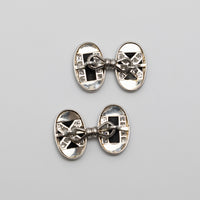 Antique Platinum Onyx And Diamond Cufflinks