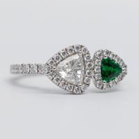Superb Platinum Diamond And Emerald Ring