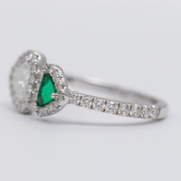 Superb Platinum Diamond And Emerald Ring