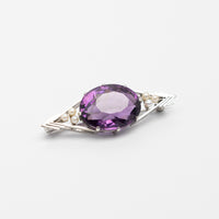 Platinum Amethyst And Pearl Brooch