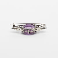 Platinum Amethyst And Pearl Brooch