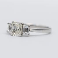 Stunning Platinum Trilogy Radiant Cut Diamond Ring