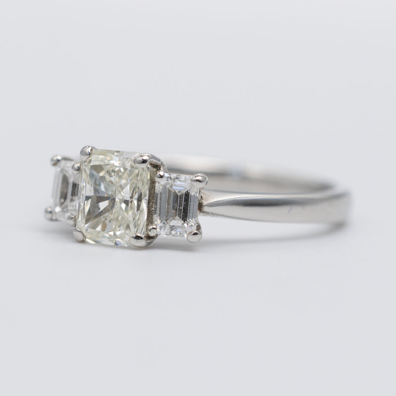 Stunning Platinum Trilogy Radiant Cut Diamond Ring