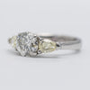 Beautiful Platinum Diamond Trilogy Ring With Natural Yellow Side Stones