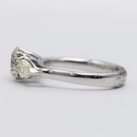 Beautiful Platinum Diamond Trilogy Ring With Natural Yellow Side Stones
