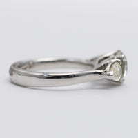 Beautiful Platinum Diamond Trilogy Ring With Natural Yellow Side Stones