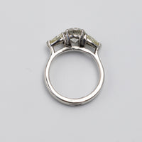 Beautiful Platinum Diamond Trilogy Ring With Natural Yellow Side Stones