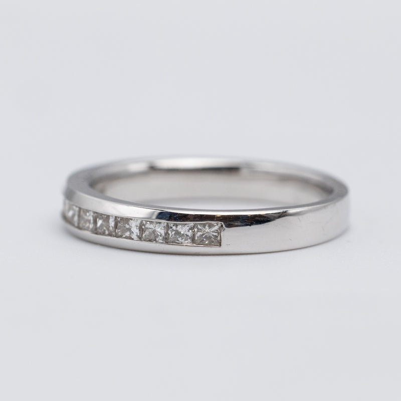 18K White Gold Channel Set Princess Cut Diamond Eternity Ring