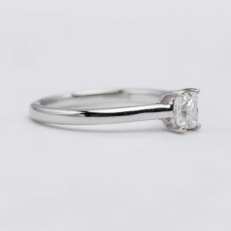 Beautiful Platinum Emerald Cut Diamond Solitaire Engagement Ring