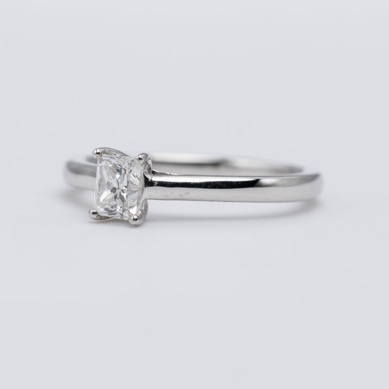 Beautiful Platinum Emerald Cut Diamond Solitaire Engagement Ring