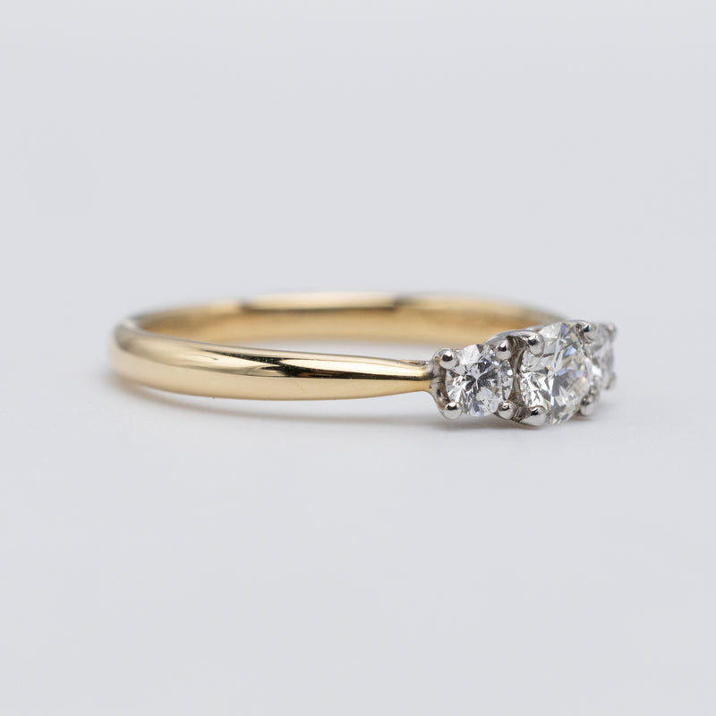Stunning 18K Yellow Gold Diamond Trilogy Engagement Ring