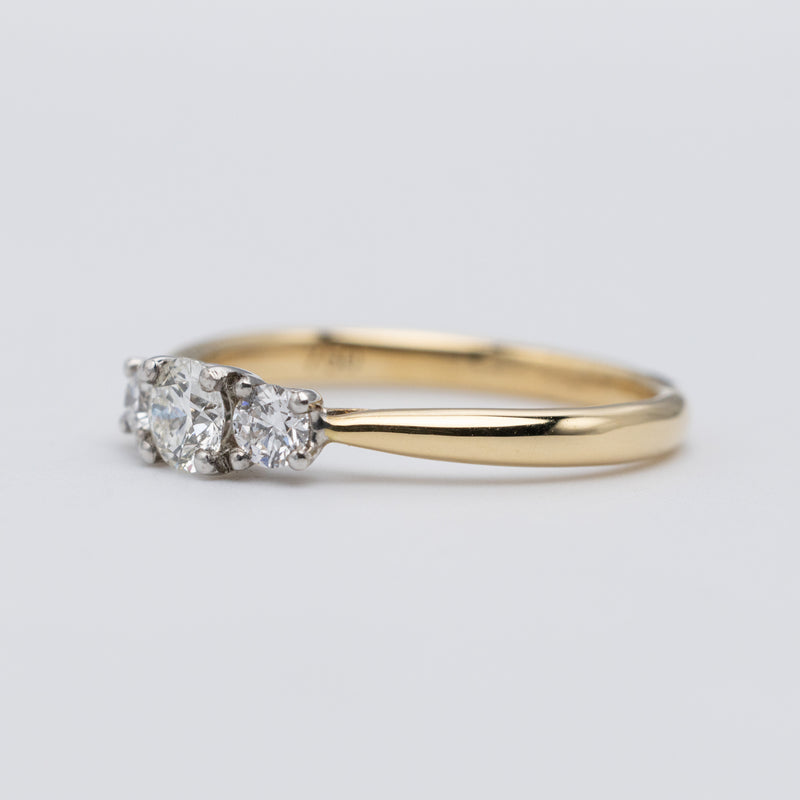Stunning 18K Yellow Gold Diamond Trilogy Engagement Ring