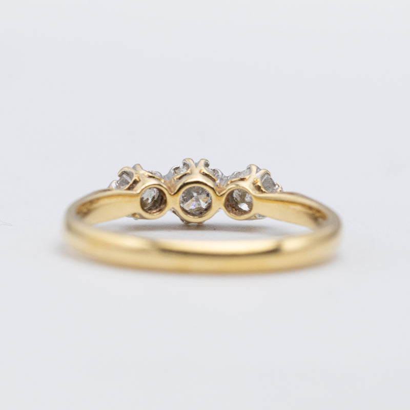 Vintage 18K Yellow Gold 0.50ct Diamond Trilogy Ring