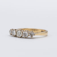 Vintage 18K Yellow Gold 5 Stone 0.70ct Diamond Engagement Ring