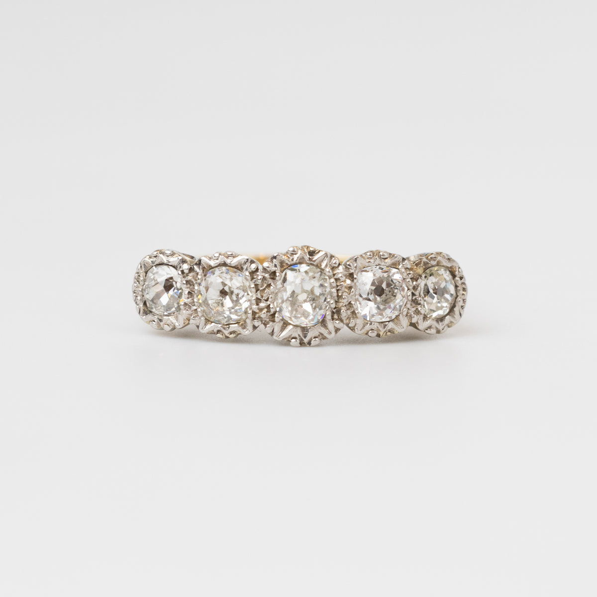 Mine-Cut Diamond Engagement Ring