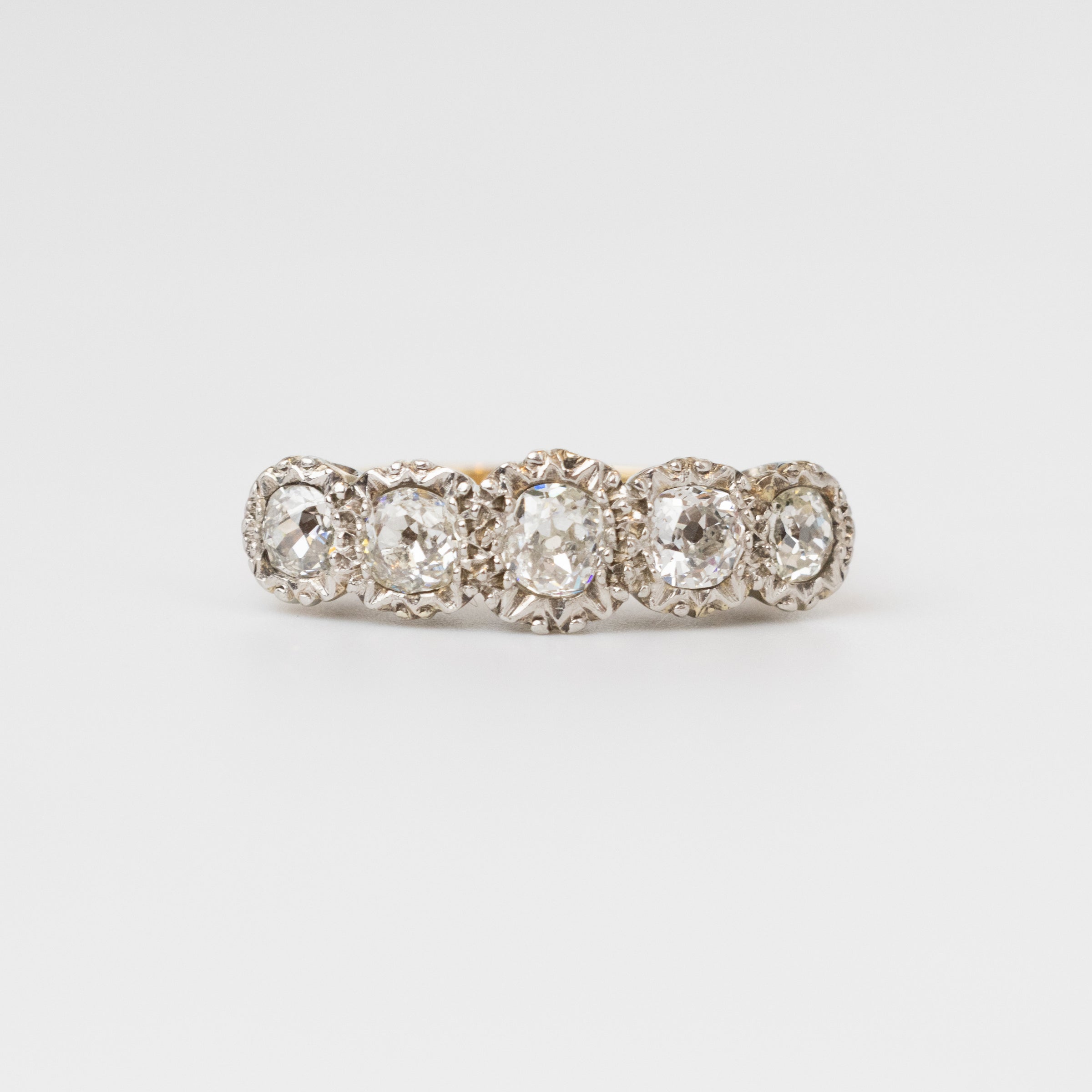 Mine-Cut Diamond Engagement Ring