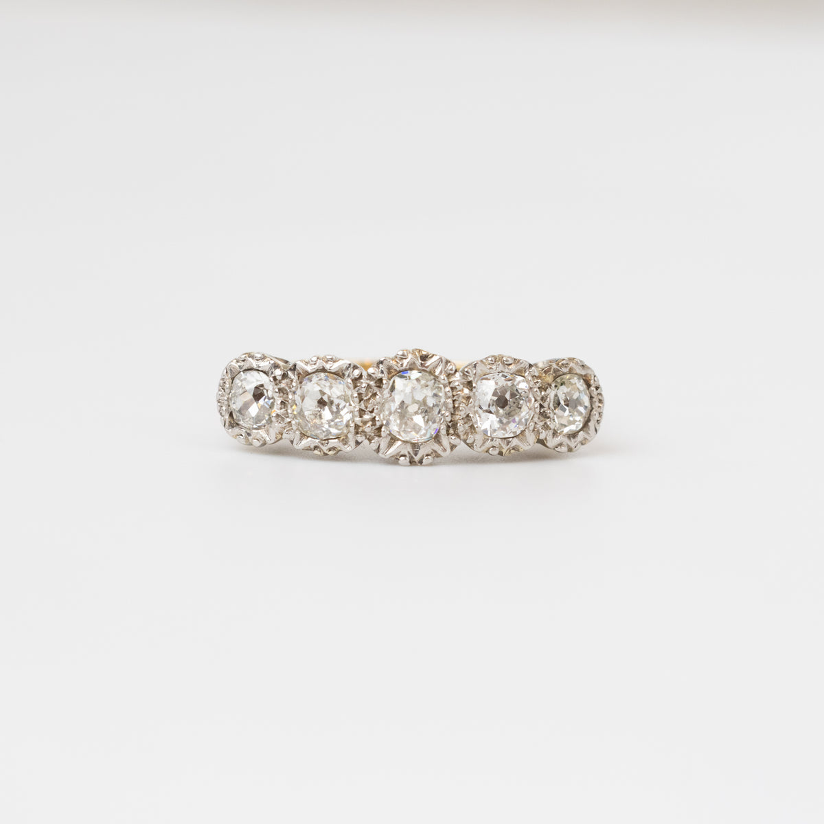 Mine-Cut Diamond Engagement Ring